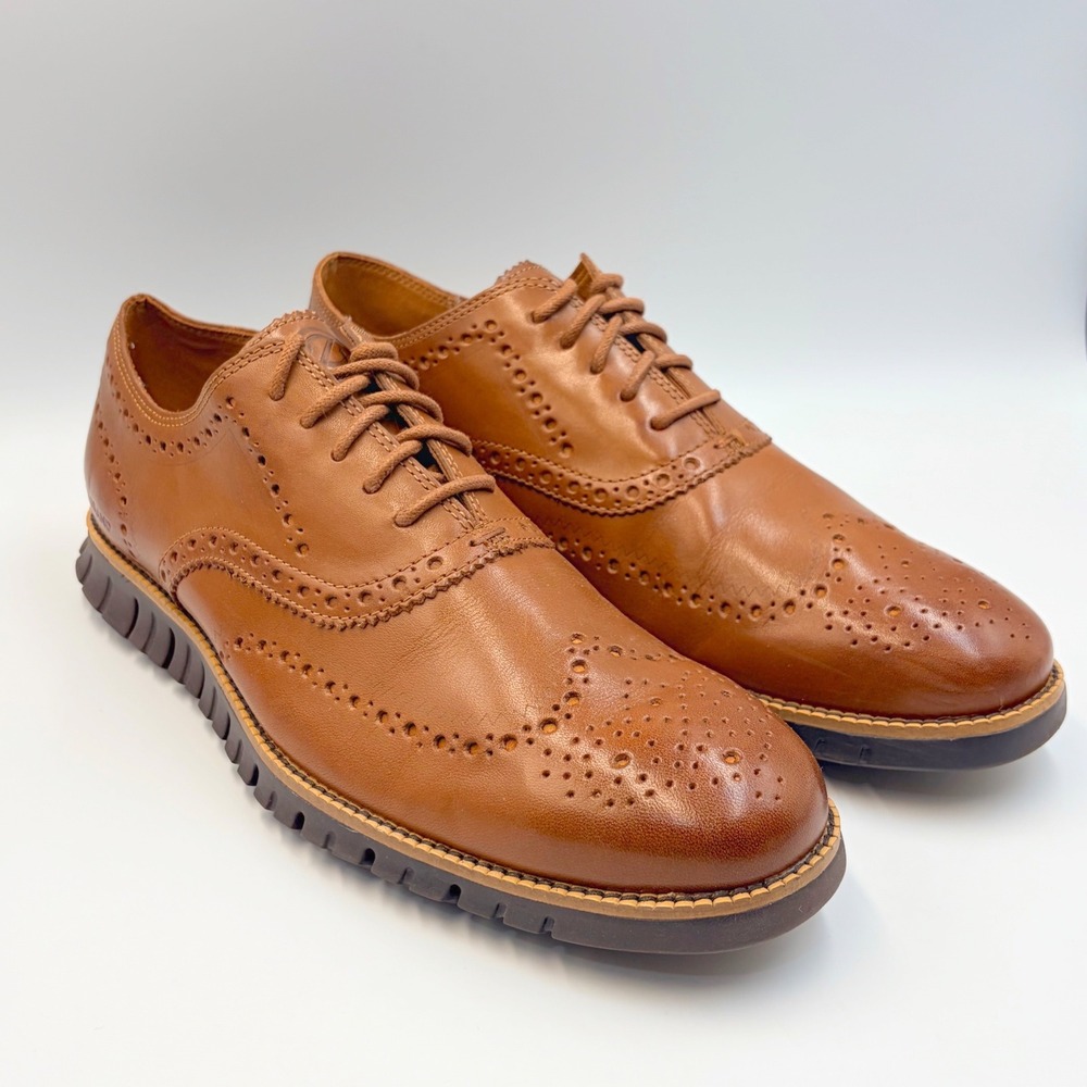 Cole Haan Zerogrand Wingtip Oxford British Tan Leather C29411 Mens 10.5 M - Picture 7 of 13